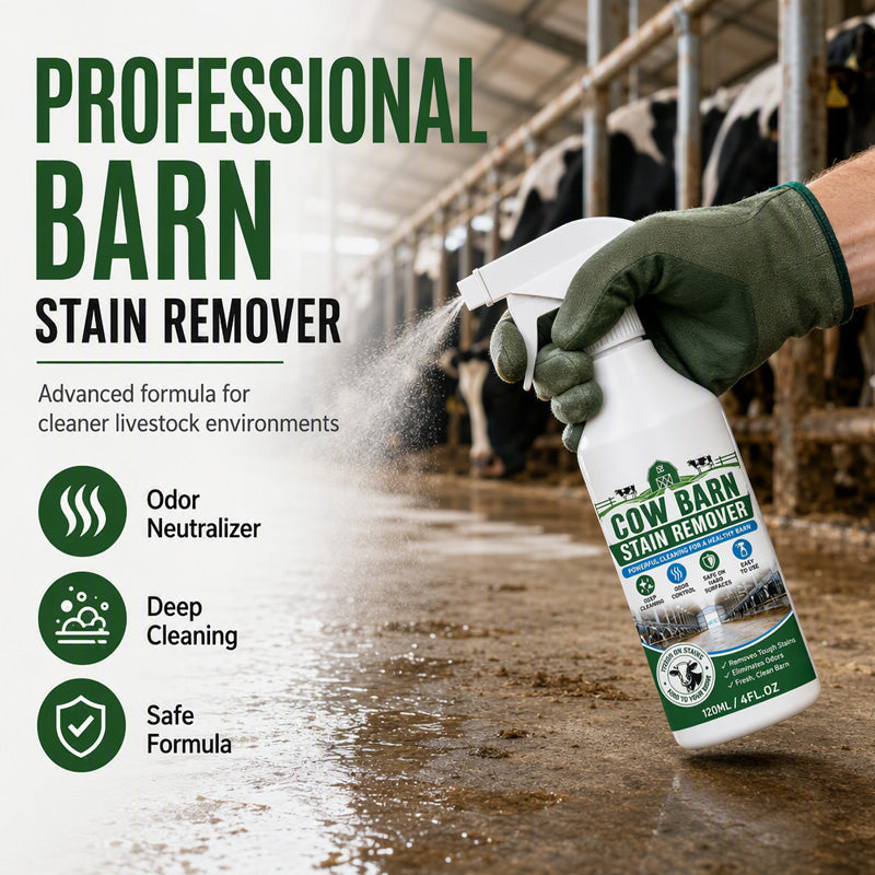 🧹STOP STUBBORN BARN STAINS!🧹 Remover Spray – Cleans Dirt & Residue, Reduces Odours, Spray & Wipe – Simple & Effective! 🌾