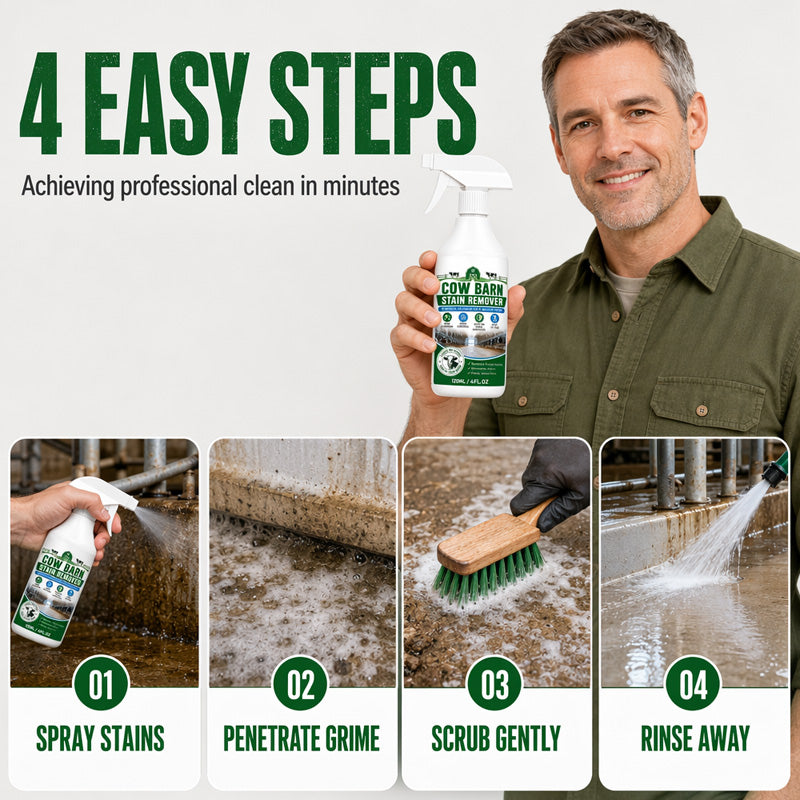 🧹STOP STUBBORN BARN STAINS!🧹 Remover Spray – Cleans Dirt & Residue, Reduces Odours, Spray & Wipe – Simple & Effective! 🌾