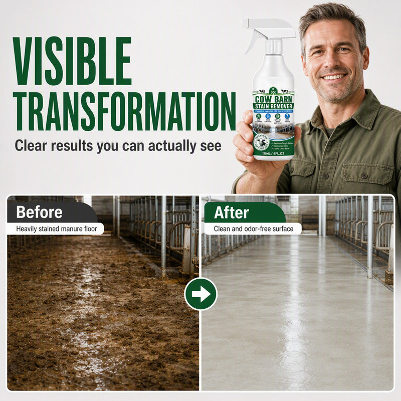 🧹STOP STUBBORN BARN STAINS!🧹 Remover Spray – Cleans Dirt & Residue, Reduces Odours, Spray & Wipe – Simple & Effective! 🌾