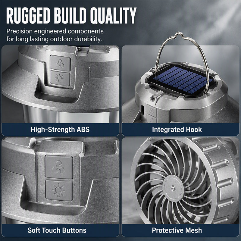 🥳2026 BESTSELLER🥳 Solar Folding Fan Lantern – 2-in-1, Solar Charging, Impact-Resistant, Weatherproof, Adjustable Brightness & Speed! 🌞💨