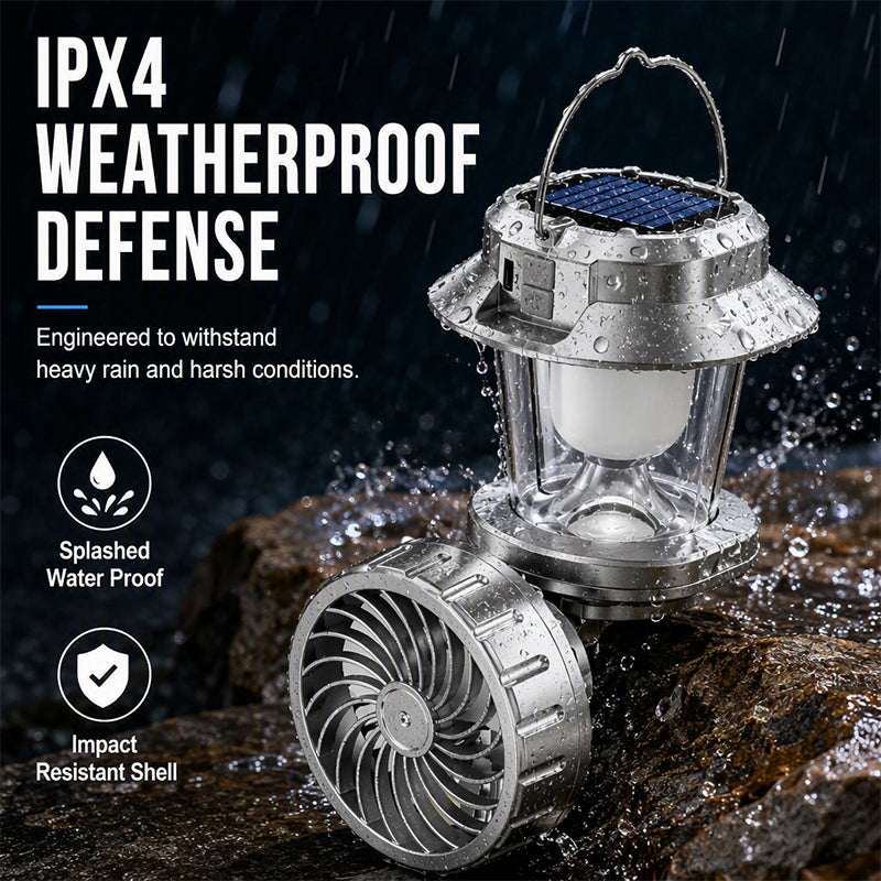 🥳2026 BESTSELLER🥳 Solar Folding Fan Lantern – 2-in-1, Solar Charging, Impact-Resistant, Weatherproof, Adjustable Brightness & Speed! 🌞💨