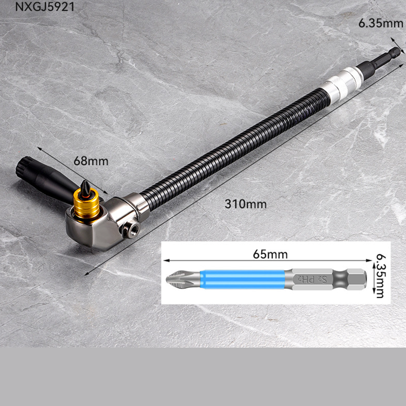 🥳2026 BESTSELLER🥾 Right Angle Driver – 105° Flexible Reach, Universal Hex Shank – Industrial Alloy Steel – High Torque – Fits Most Drills & Bits! 🛡️💨