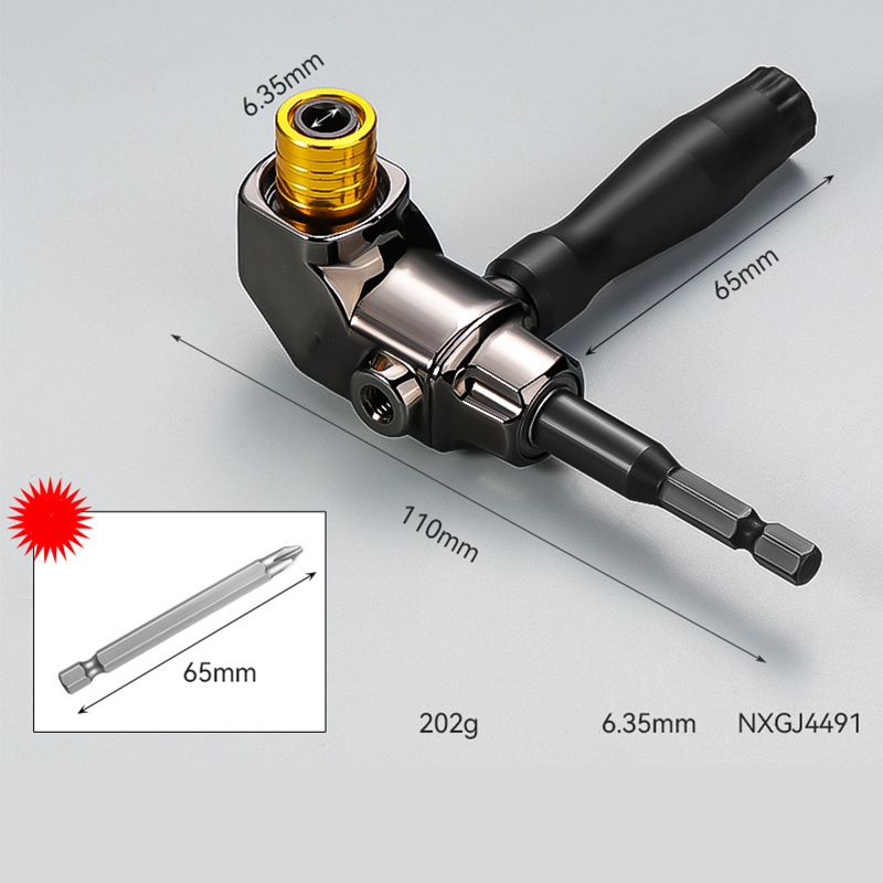 🥳2026 BESTSELLER🥾 Right Angle Driver – 105° Flexible Reach, Universal Hex Shank – Industrial Alloy Steel – High Torque – Fits Most Drills & Bits! 🛡️💨