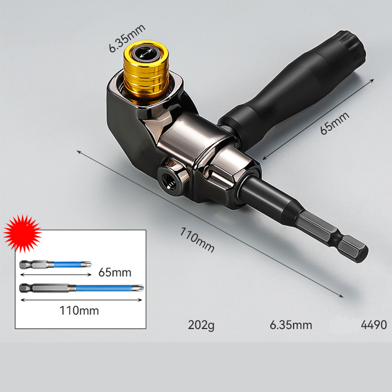 🥳2026 BESTSELLER🥾 Right Angle Driver – 105° Flexible Reach, Universal Hex Shank – Industrial Alloy Steel – High Torque – Fits Most Drills & Bits! 🛡️💨