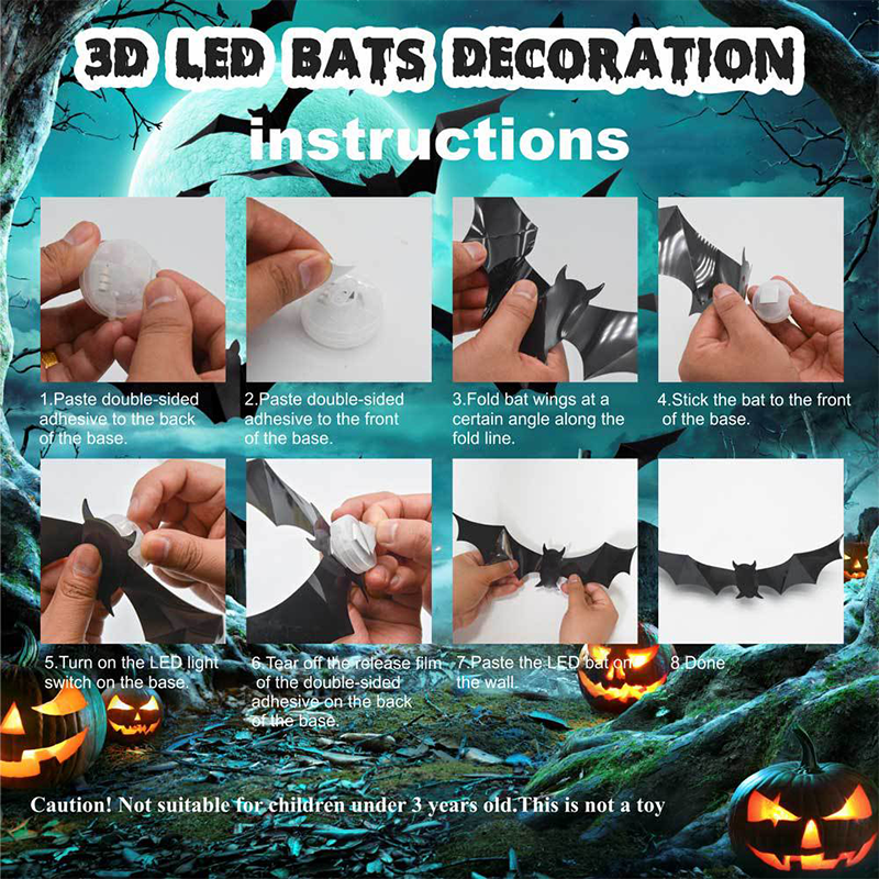 🎃Halloween ✨️Surprise 50% Off！🦇Best Atmosphere‑Boosting Decor！🎃Bats Descend On Your Home！🦇✨3D Bat LED Wall Light Decor