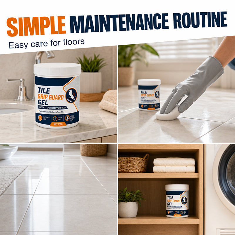 🥳2026 TOP PICK🥳 Anti-Slip Tile Grip Gel – Reduces Slipperiness on Smooth Tiles, Quick-Dry Formula – Safe for Indoor Floors! 🏠💧