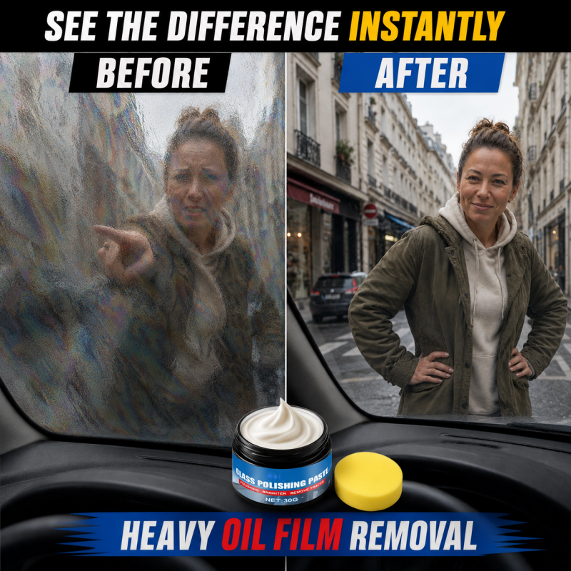 🔥50% OFF🔥 Car Glass Oil Film Remover – Eliminates Glare & Wiper Smears, Repels Rain, Works on All Glass – Sponge Included! 🚗