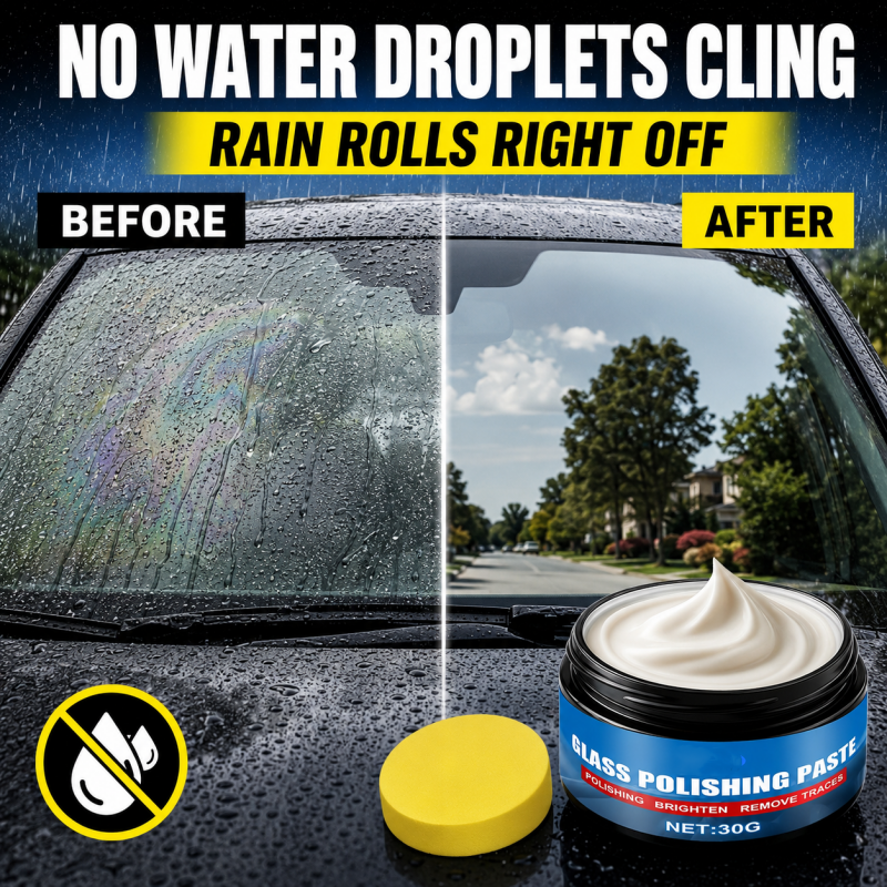 🔥50% OFF🔥 Car Glass Oil Film Remover – Eliminates Glare & Wiper Smears, Repels Rain, Works on All Glass – Sponge Included! 🚗