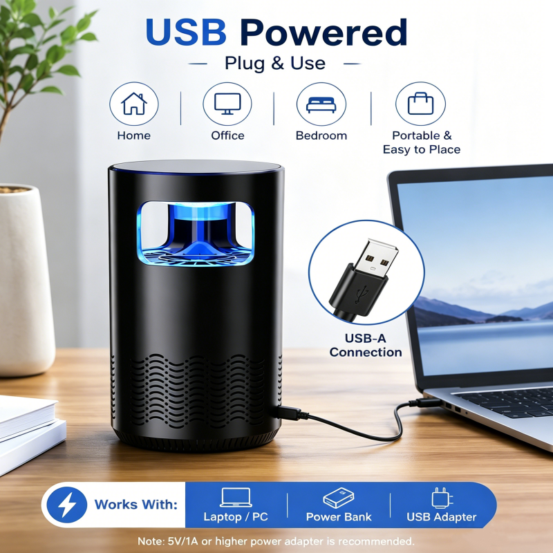 🔥FLASH SALE🔥 USB Mosquito Killer Lamp – UV Light + Body Heat Simulation, Quiet ≤25dB, 7-Color Night Light – USB Powered! 🦟🚫