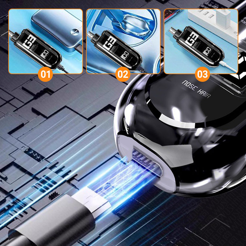 🔥FLASH SALE🔥 Rechargeable Nose Hair Trimmer – 360° Rounded Blade, Washable Head, 90-Day Battery – Safe & Hygienic! ✂️🧔