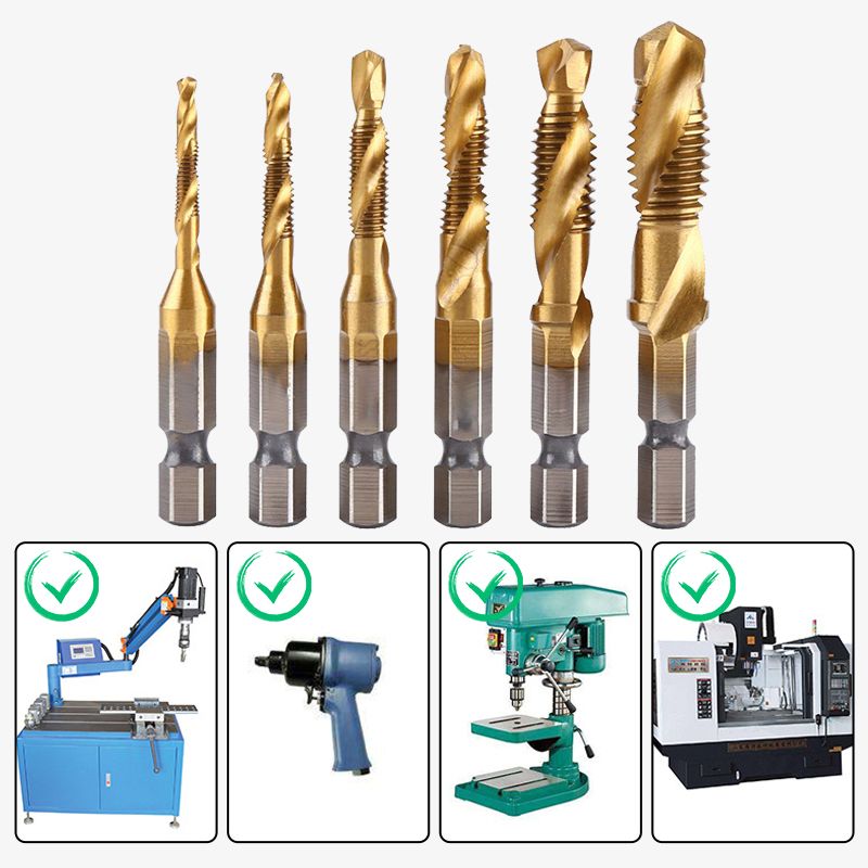 ⏰50% OFF⏰ 6PCS Multipurpose Spiral Tap Set – HSS Wear-Resistant, Precision Threading, 6 Common Sizes – Comes with Storage Box! 📦