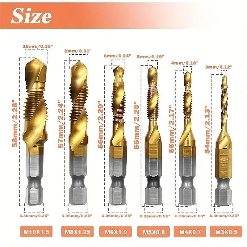 ⏰50% OFF⏰ 6PCS Multipurpose Spiral Tap Set – HSS Wear-Resistant, Precision Threading, 6 Common Sizes – Comes with Storage Box! 📦