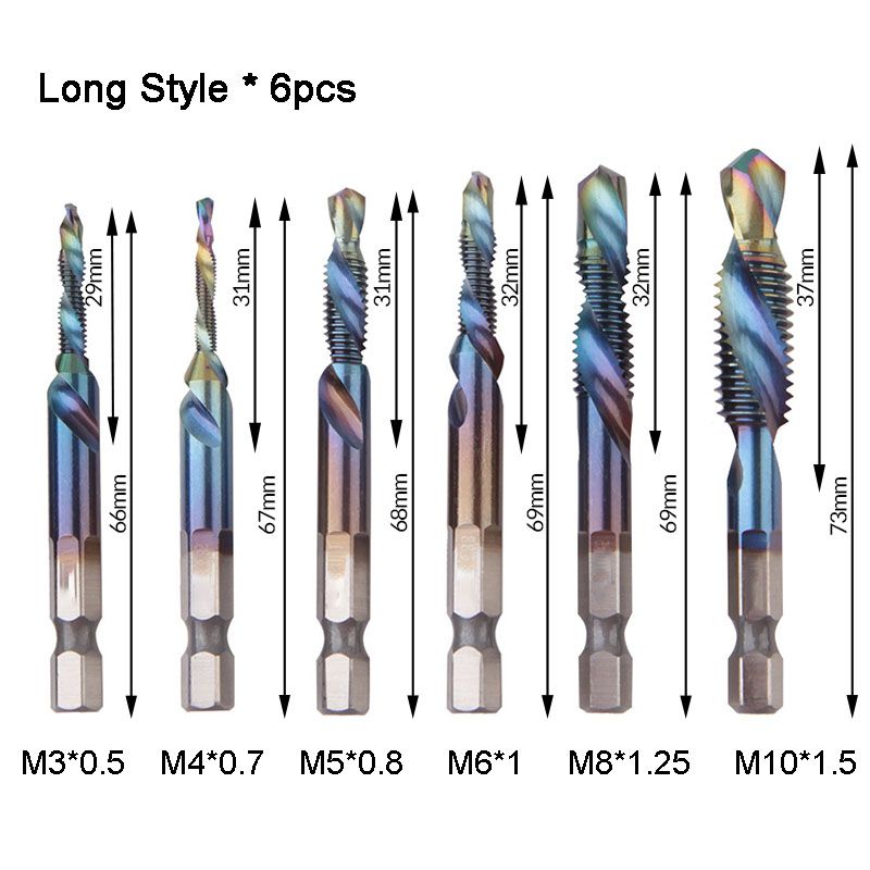 ⏰50% OFF⏰ 6PCS Multipurpose Spiral Tap Set – HSS Wear-Resistant, Precision Threading, 6 Common Sizes – Comes with Storage Box! 📦