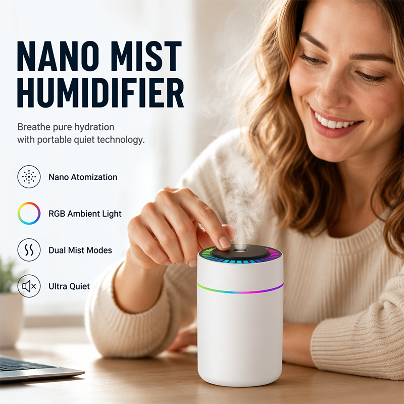 Mini USB Air Humidifier with Colorful Light for Bedroom and Car