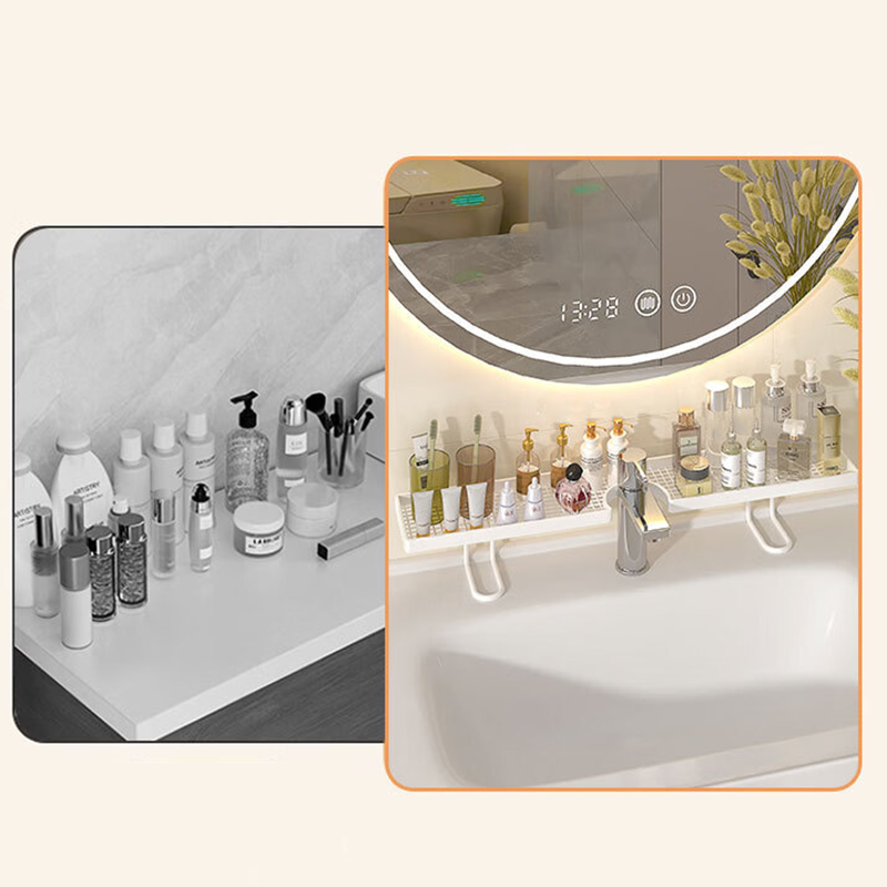 🚿CLUTTERED SINK? FIX IT FAST!🚿 Over-Faucet Shelf – No Tools Needed, Quick-Drain Base, Rust-Proof – Holds Skincare & More! 🧴