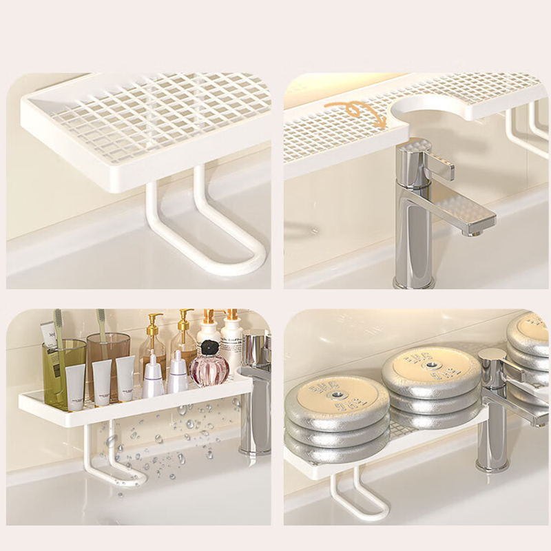 🚿CLUTTERED SINK? FIX IT FAST!🚿 Over-Faucet Shelf – No Tools Needed, Quick-Drain Base, Rust-Proof – Holds Skincare & More! 🧴
