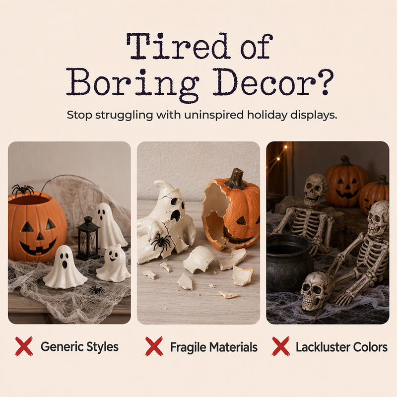 🎃BORING HALLOWEEN DECOR?🎃 Spooky Duck Set – Hand-Painted, 5 Characters, Weather-Resistant – For Shelves, Desks & Outdoors! 🦇
