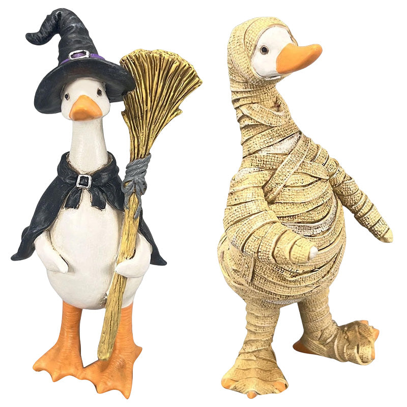 🎃BORING HALLOWEEN DECOR?🎃 Spooky Duck Set – Hand-Painted, 5 Characters, Weather-Resistant – For Shelves, Desks & Outdoors! 🦇
