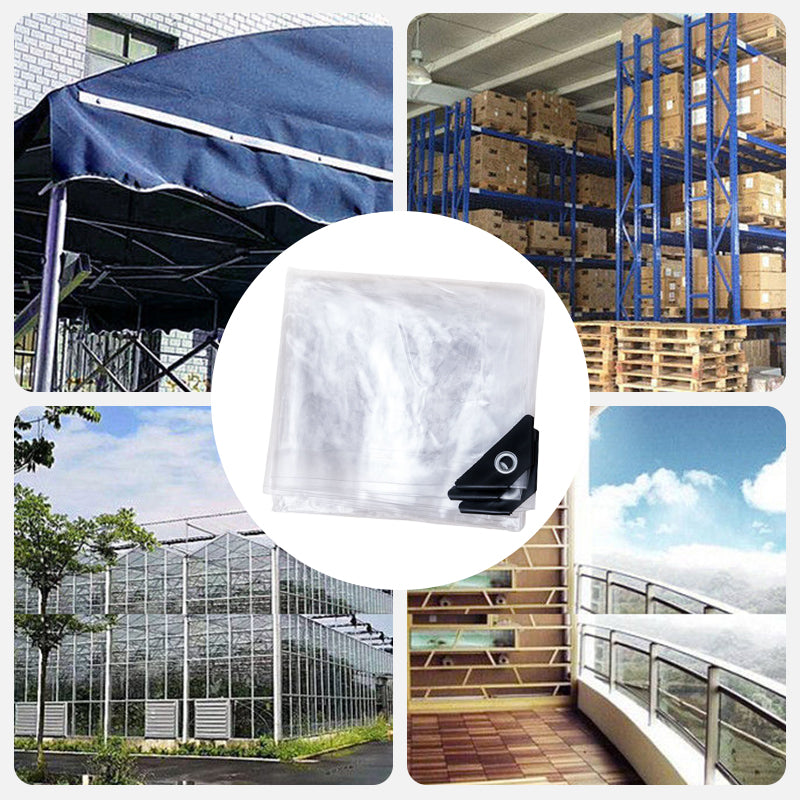 🥳2026 BESTSELLER🥾 Clear Tarp – Heavy-Duty 0.35mm PVC, 14 Mil – Waterproof, UV & Tear-Resistant – Reinforced Edges & Grommets – 3 Sizes! 🛡️💨
