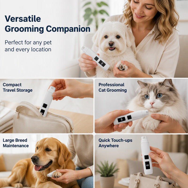 Electric Pet Nail Grinder with LED Power Display🐶NERVOUS ABOUT NAIL TRIMMING?🐶 Electric Grinder – LED Power Display, Whisper-Quiet, 3 Easy Steps – Stress-Free Grooming! 🛡️