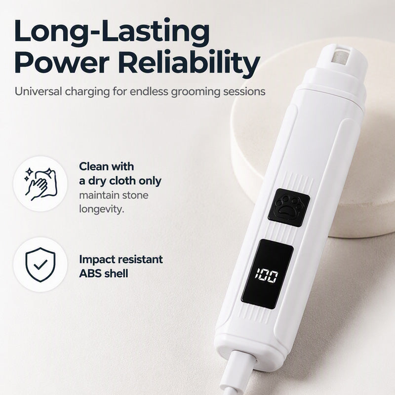 Electric Pet Nail Grinder with LED Power Display🐶NERVOUS ABOUT NAIL TRIMMING?🐶 Electric Grinder – LED Power Display, Whisper-Quiet, 3 Easy Steps – Stress-Free Grooming! 🛡️