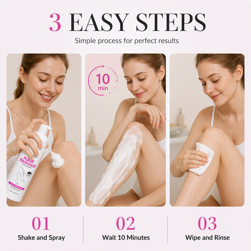 Gentle Hair Removal Mousse⏰50% OFF⏰ Gentle Hair Removal Mousse – Quick Results, Hydrating Formula, Fine Mousse Texture – Perfect for Body Care! 🛁