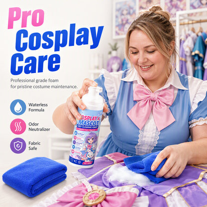 👗COSTUME STAIN? FIX IT FAST!👗 Portable Foam Cleaner – Waterless Formula, Removes Dirt & Residue – Complete Kit with Towel! 🎭