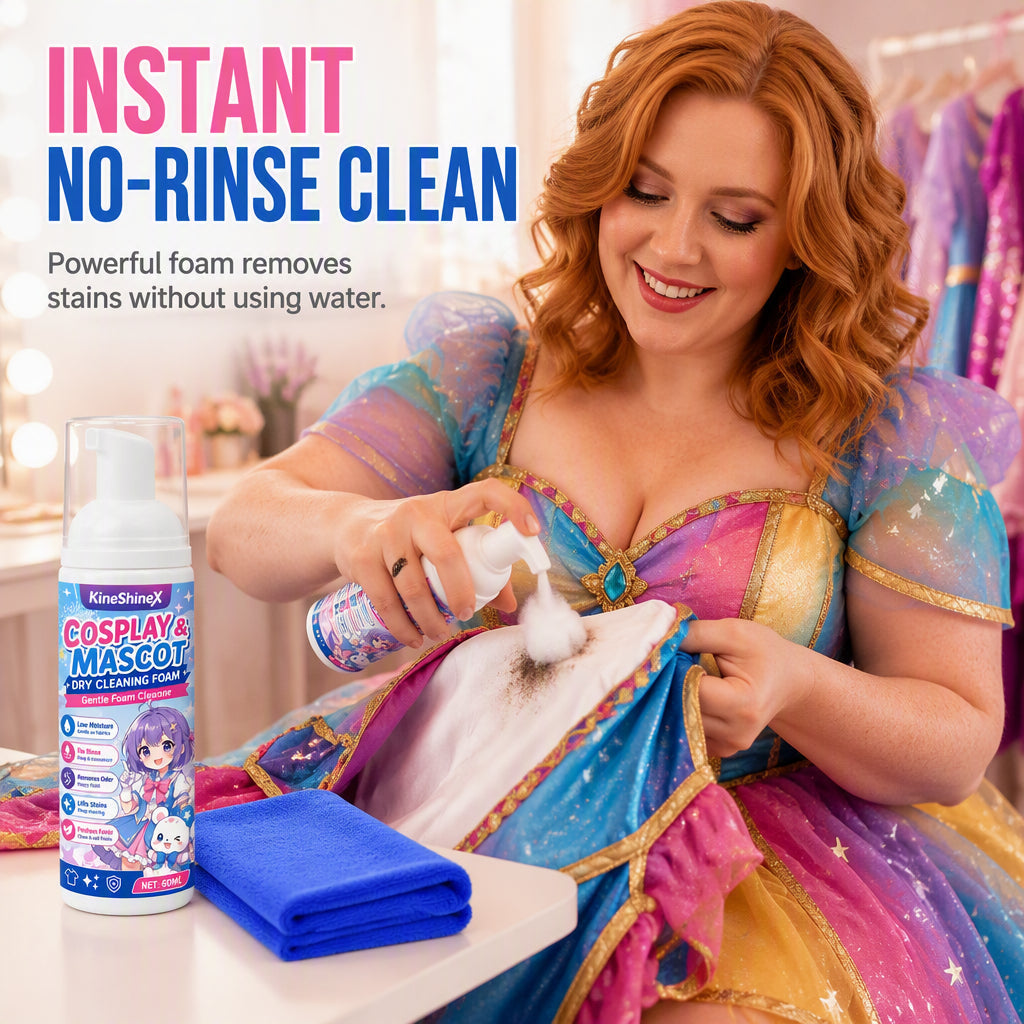 👗COSTUME STAIN? FIX IT FAST!👗 Portable Foam Cleaner – Waterless Formula, Removes Dirt & Residue – Complete Kit with Towel! 🎭