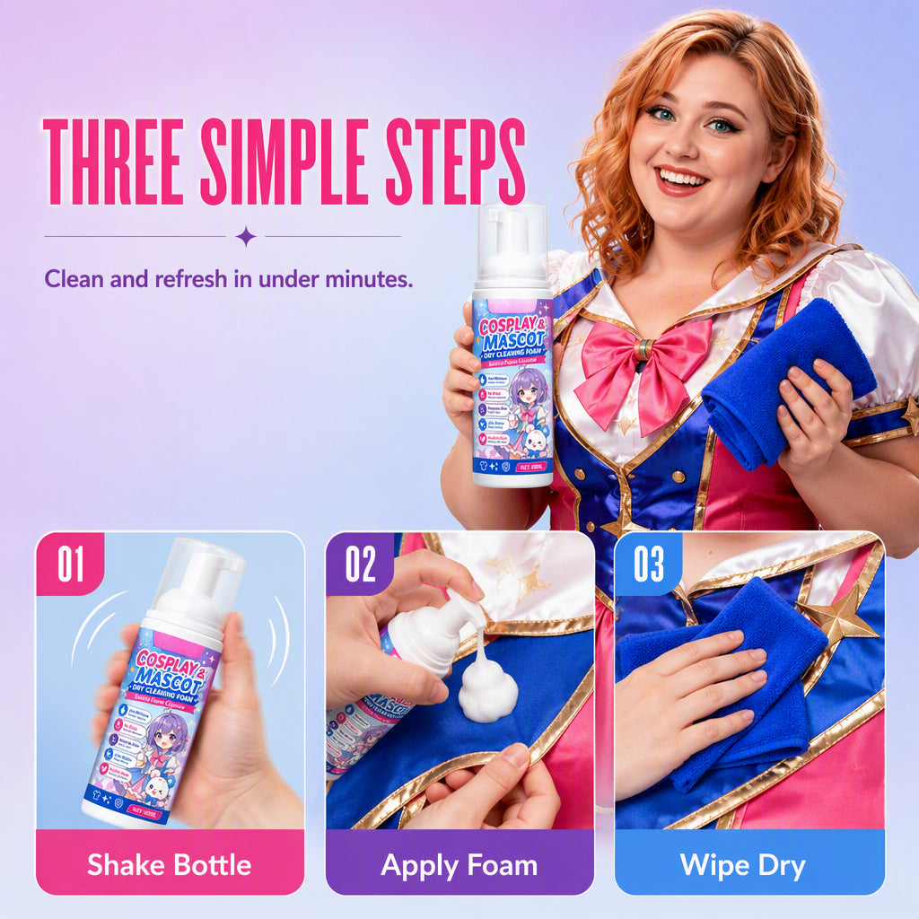 👗COSTUME STAIN? FIX IT FAST!👗 Portable Foam Cleaner – Waterless Formula, Removes Dirt & Residue – Complete Kit with Towel! 🎭