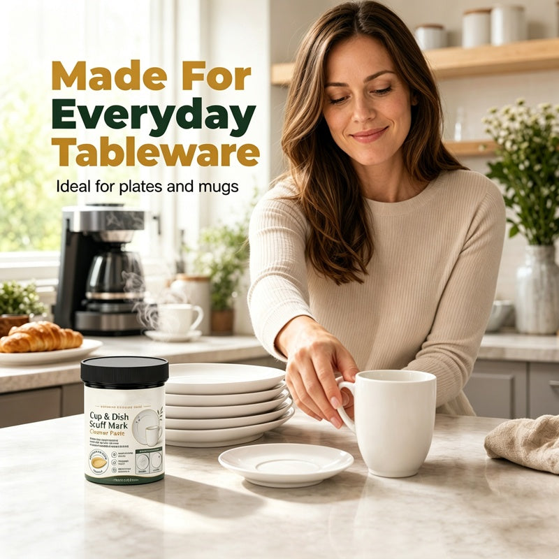 🔥 Ceramic Tableware Metal Mark Remover Paste – Gentle Formula Erases Scuff Marks – Ideal for Plates, Mugs, Bowls & Saucers 🍽️🧽