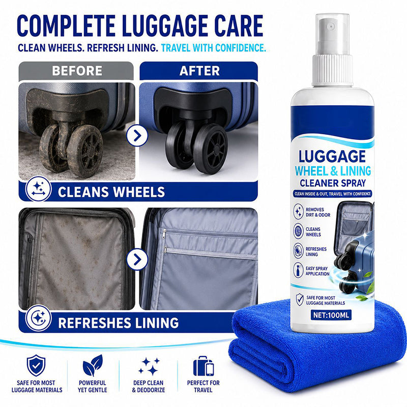 🔥 Multi-Surface Luggage Cleaning Spray – Gentle Formula for ABS, Polycarbonate, Leather & Canvas – Ideal for Pre-Trip & Post-Travel Care 🧳🧴