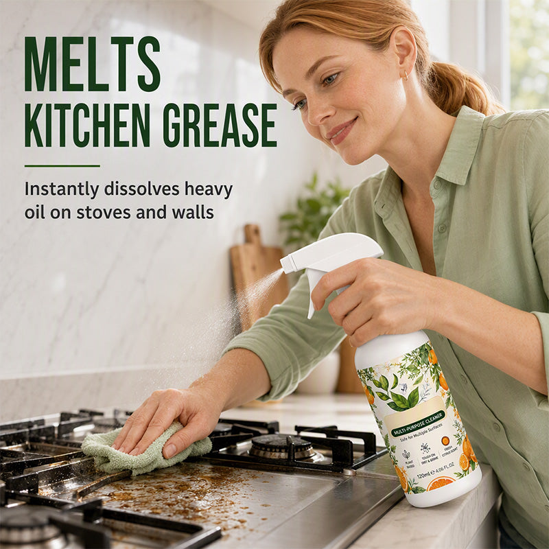 🔥 All-Purpose Cleaner Spray – Plant-Based Citrus Formula, Cuts Grease & Shines Glass – Safe for Kitchen, Bathroom & Dining Tables 🍋🧽