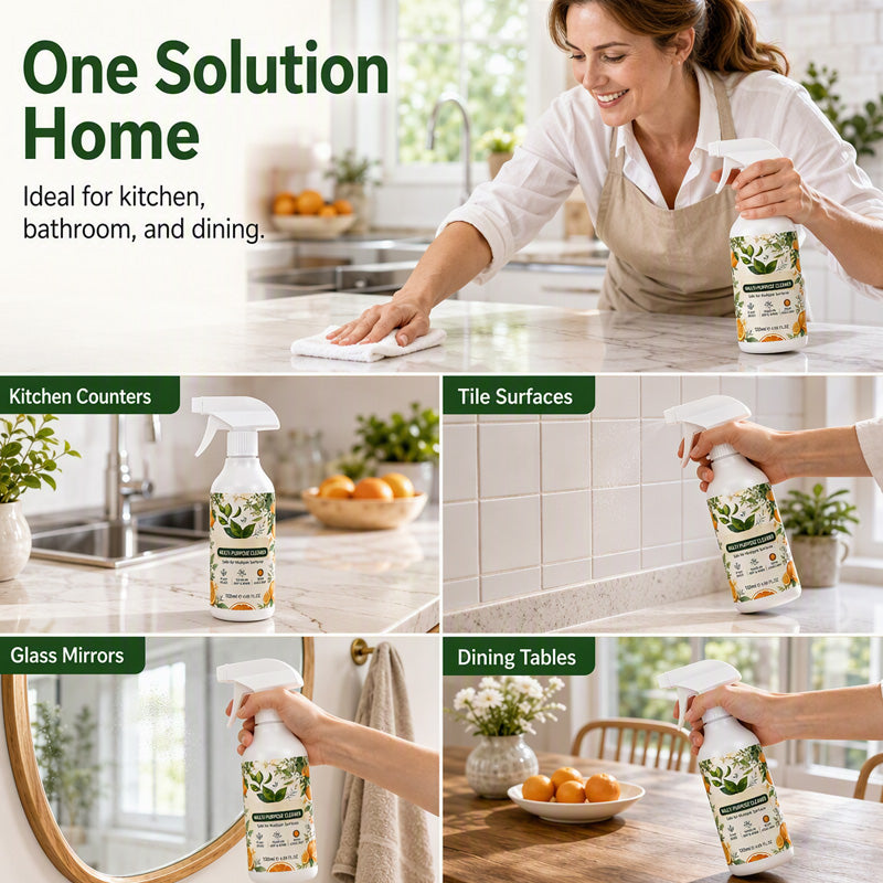 🔥 All-Purpose Cleaner Spray – Plant-Based Citrus Formula, Cuts Grease & Shines Glass – Safe for Kitchen, Bathroom & Dining Tables 🍋🧽