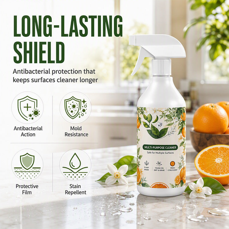 🔥 All-Purpose Cleaner Spray – Plant-Based Citrus Formula, Cuts Grease & Shines Glass – Safe for Kitchen, Bathroom & Dining Tables 🍋🧽