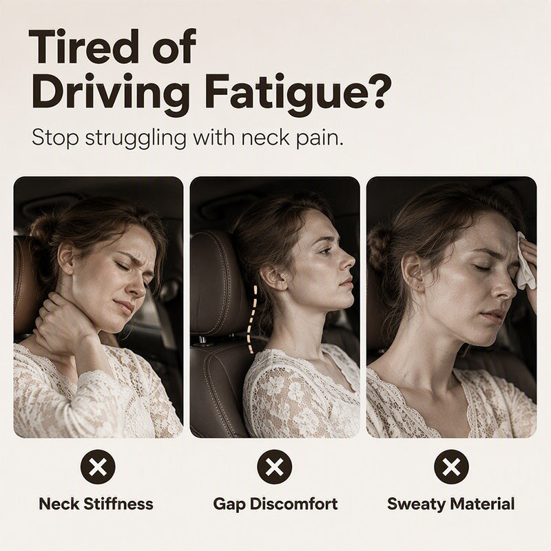 🚗💤 Relieve Driving Fatigue! Universal Memory Foam Car Headrest Neck Pillow, Ergonomic Support Auto Neck Cushion for Long Road Trips