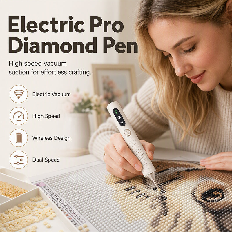 🔥 Rechargeable Electric Diamond Pen – High-Speed Wireless Design, Vacuum Suction & Ergonomic Grip – Ideal for Diamond Art & DIY Crafts 💎🖊️