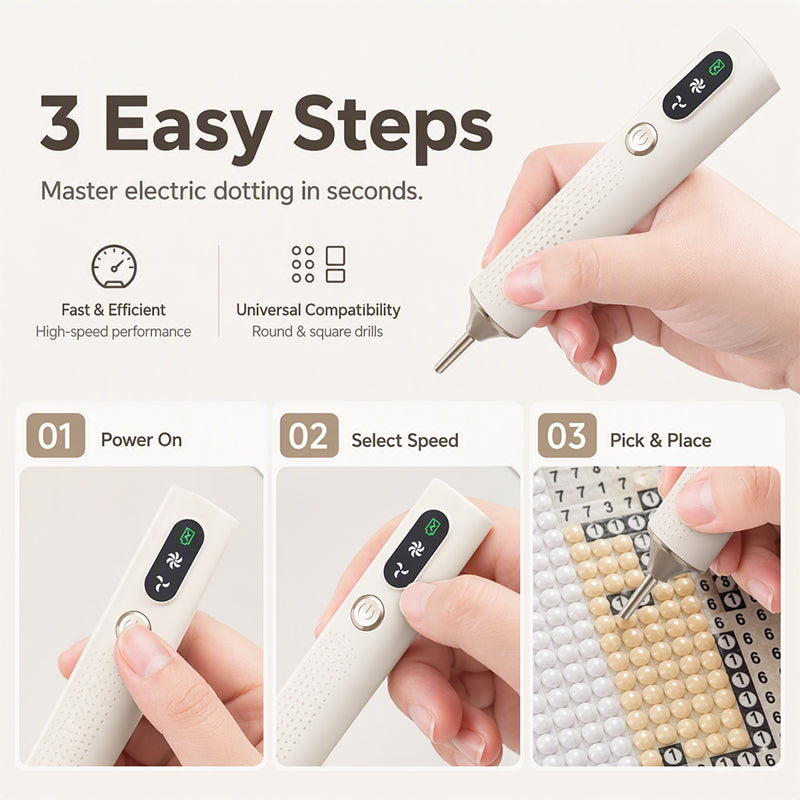 🔥 Rechargeable Electric Diamond Pen – High-Speed Wireless Design, Vacuum Suction & Ergonomic Grip – Ideal for Diamond Art & DIY Crafts 💎🖊️