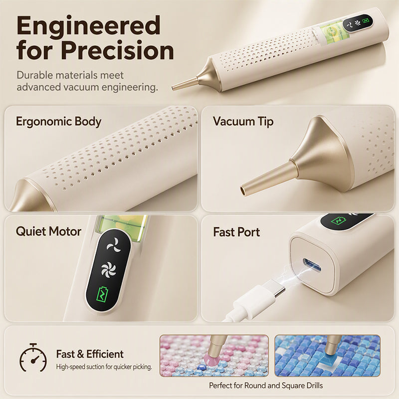 🔥 Rechargeable Electric Diamond Pen – High-Speed Wireless Design, Vacuum Suction & Ergonomic Grip – Ideal for Diamond Art & DIY Crafts 💎🖊️