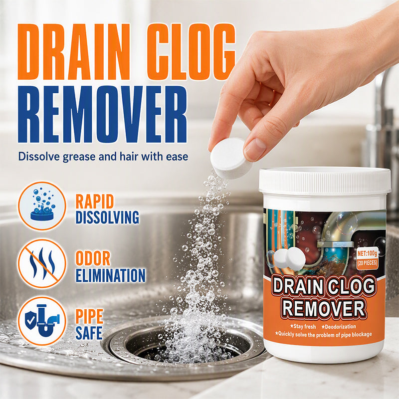 🔥 Active Oxygen Drain Clog Remover – Effervescent Tablets with Powerful Scrubbing Action – Ideal for Kitchen Sinks, Bathtubs & Floor Drains 🚿🧴