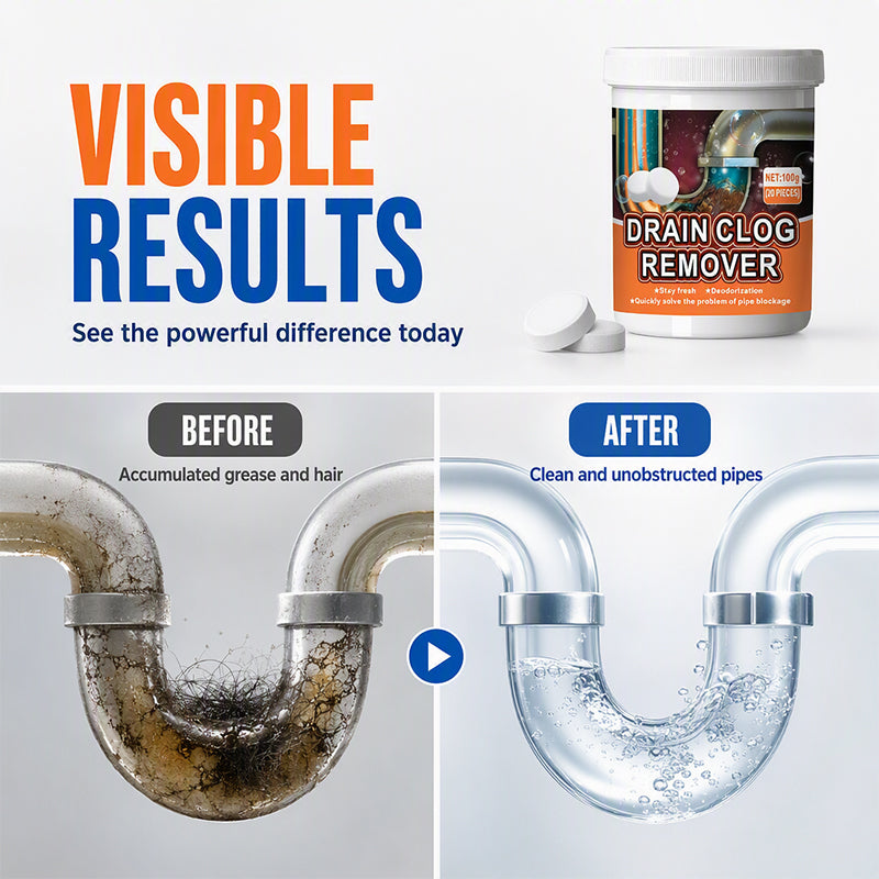 🔥 Active Oxygen Drain Clog Remover – Effervescent Tablets with Powerful Scrubbing Action – Ideal for Kitchen Sinks, Bathtubs & Floor Drains 🚿🧴