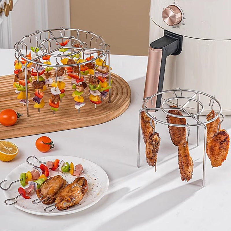 🔥 Air Fryer Skewer Rack – Stainless Steel Vertical Kebab Holder for Air Fryers, Ovens & Homemade BBQ Snacks🍢