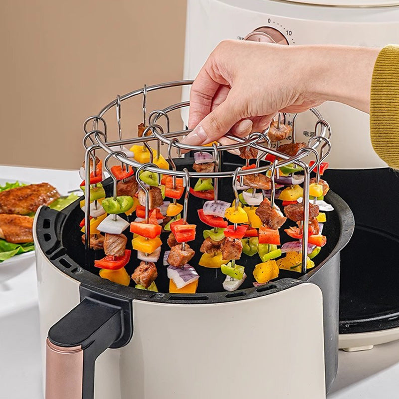 🔥 Air Fryer Skewer Rack – Stainless Steel Vertical Kebab Holder for Air Fryers, Ovens & Homemade BBQ Snacks🍢