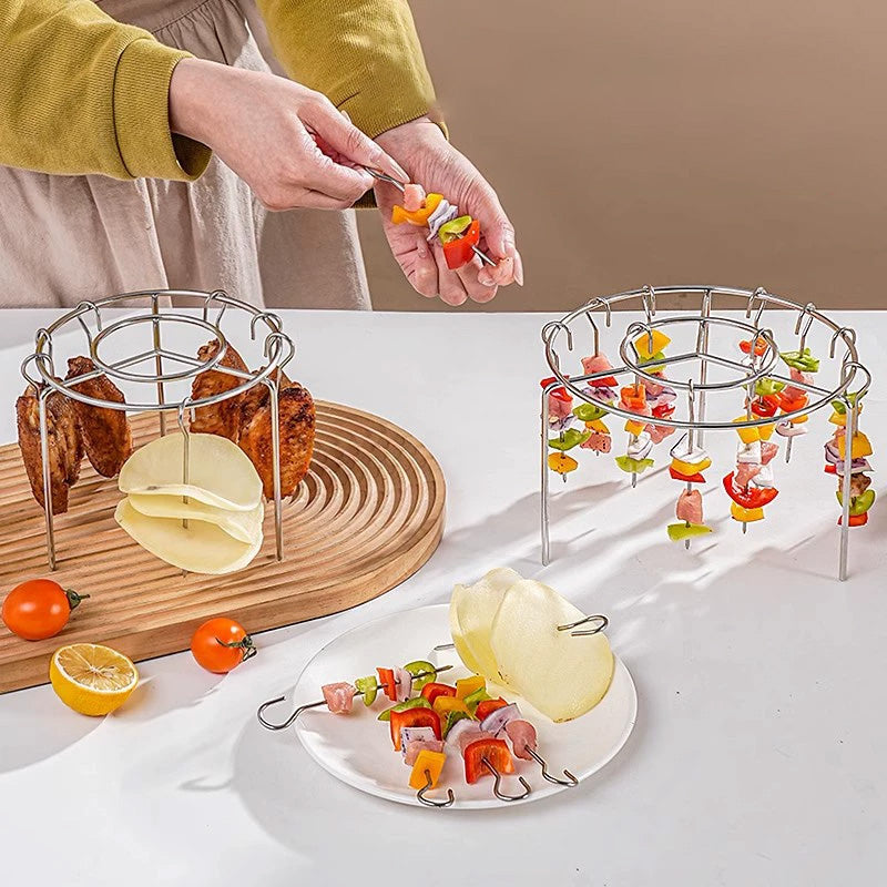 🔥 Air Fryer Skewer Rack – Stainless Steel Vertical Kebab Holder for Air Fryers, Ovens & Homemade BBQ Snacks🍢