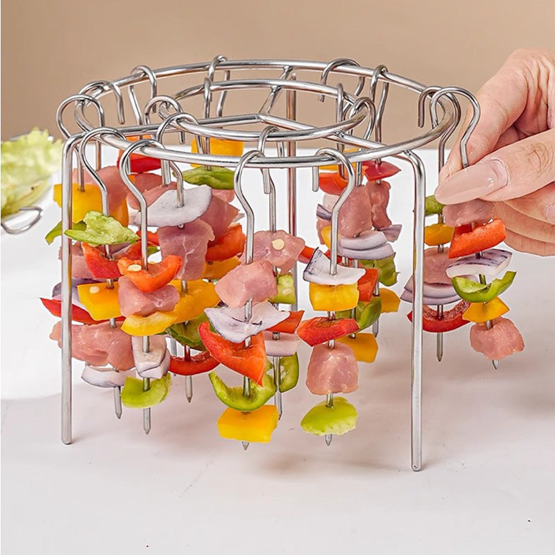 🔥 Air Fryer Skewer Rack – Stainless Steel Vertical Kebab Holder for Air Fryers, Ovens & Homemade BBQ Snacks🍢