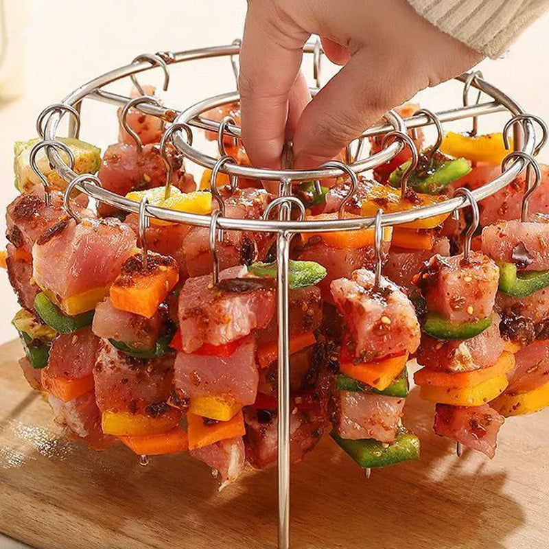 🔥 Air Fryer Skewer Rack – Stainless Steel Vertical Kebab Holder for Air Fryers, Ovens & Homemade BBQ Snacks🍢