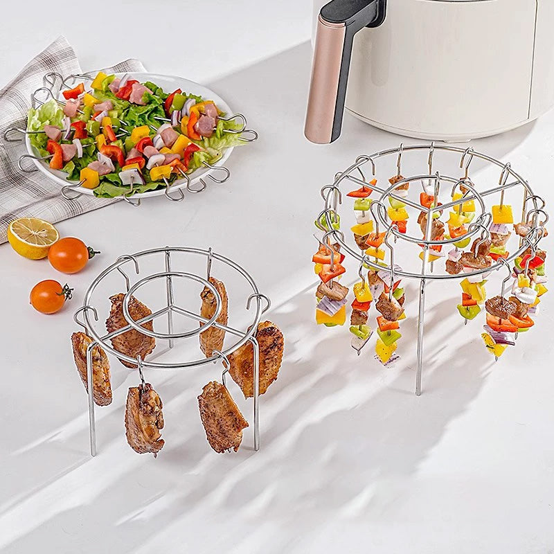 🔥 Air Fryer Skewer Rack – Stainless Steel Vertical Kebab Holder for Air Fryers, Ovens & Homemade BBQ Snacks🍢