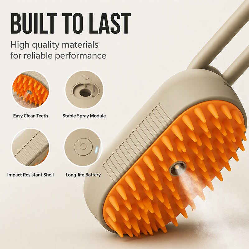 🔥 3-in-1 Pet Spray Massage Brush – Ultrasonic Steam Technology with 84 Silicone Tips – Ideal for Shedding Control & Relaxing Massage 🐕🛁