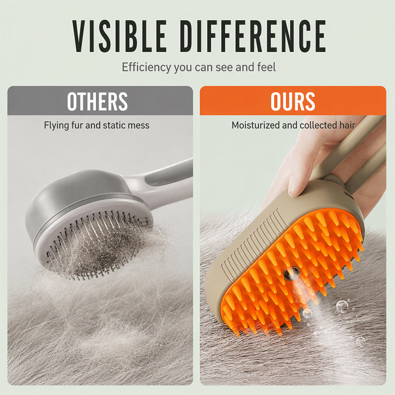 🔥 3-in-1 Pet Spray Massage Brush – Ultrasonic Steam Technology with 84 Silicone Tips – Ideal for Shedding Control & Relaxing Massage 🐕🛁