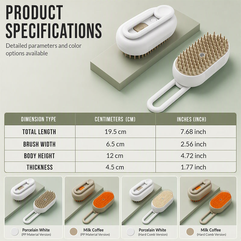 🔥 3-in-1 Pet Spray Massage Brush – Ultrasonic Steam Technology with 84 Silicone Tips – Ideal for Shedding Control & Relaxing Massage 🐕🛁