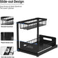 🔥 2-Tier Carbon Steel Organizer – Sliding Drawer & Ventilated Grid, Holds 50 lbs – Ideal for Under-Sink Cabinets, Desks & Bathrooms 🗄️✨
